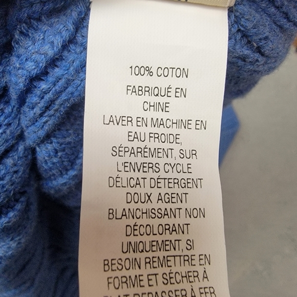 🍁L.L. Bean Preppy Fall/Autumn French Blue Cable Knit Cardigan - Picture 11 of 11